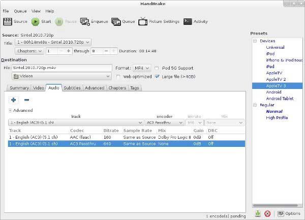 Avoimen lähdekoodin DVD Ripper käsijarru