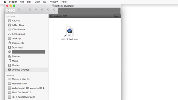 Grabar DVD en Mac Arrastrar archivos al disco