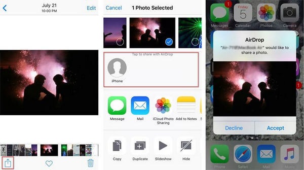 Airdrop Transfer Photos to iPhone