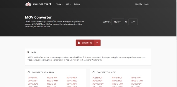 Interfaccia CloudConvert