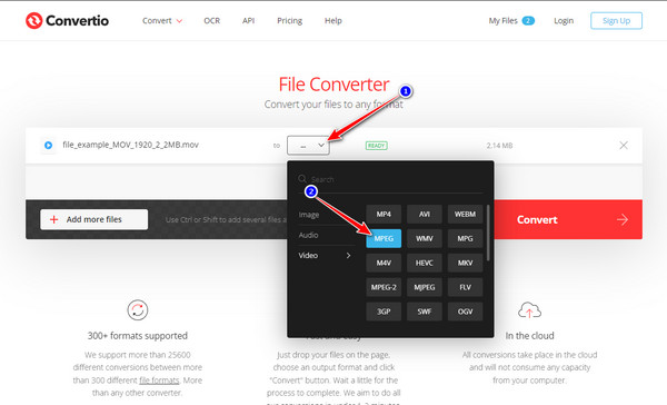 Convertio Valitse MPEG