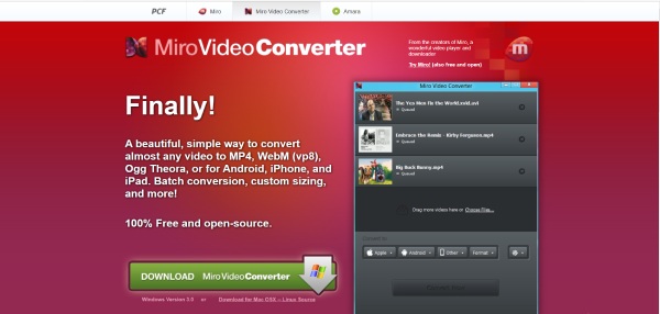 Miro Video Converter Interface