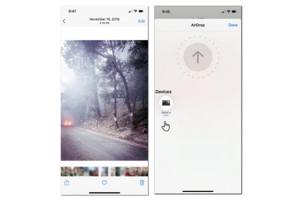 Airdrop Přenos fotografií do iPhone Mac