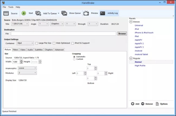 Handbrake Load Video Files