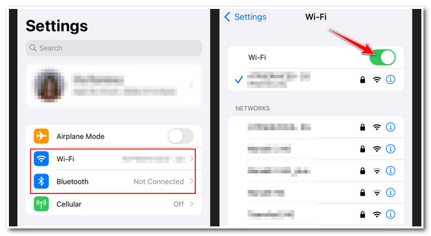 iPhone WiFi Bluetooth Settings