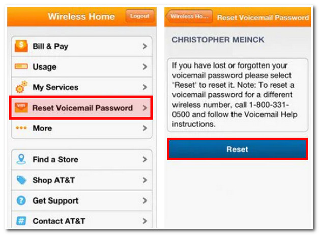 Reset Voicemail Passcode AT&T App