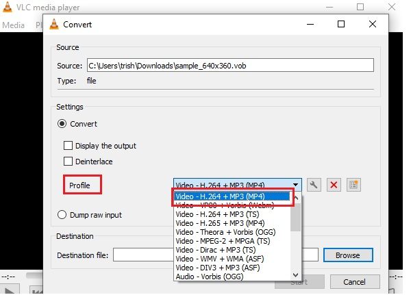 VOBtoMP4 VLC Profile