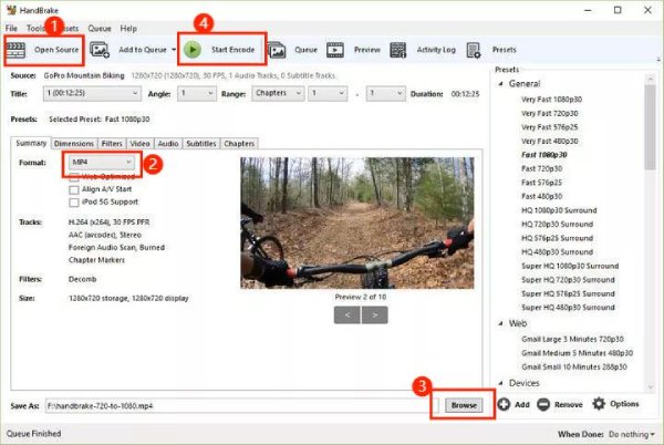 Hanbrake Convert HEVC to MP4