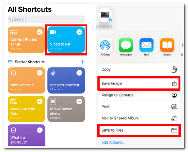 Crea GIF su iPhone Scorciatoie integrate