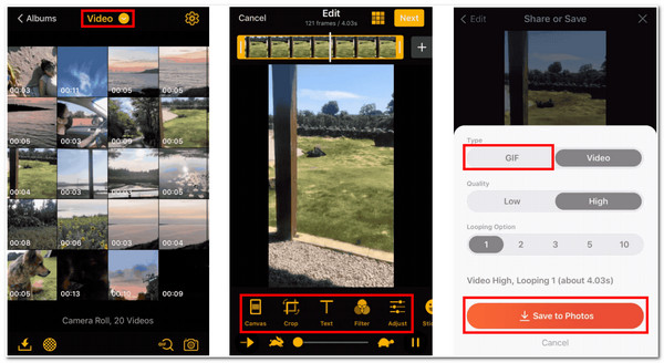 Crea GIF su iPhone Scorciatoie integrate