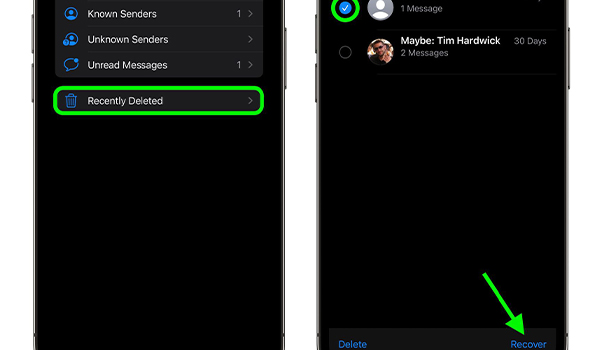 Gjenopprett meldinger iOS