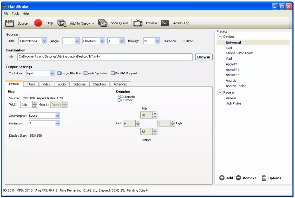 Handbrake DVD to iRiver