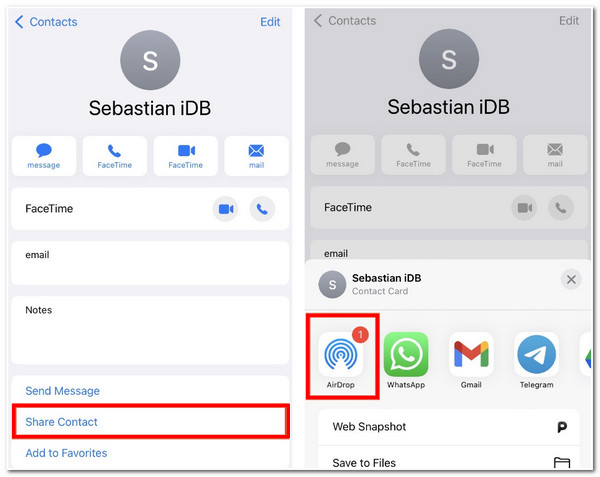 Névjegyek szinkronizálása iPhone-ról Mac Airdropra