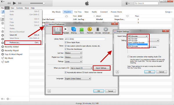 iTunes Конвертировать MP3 в WAV