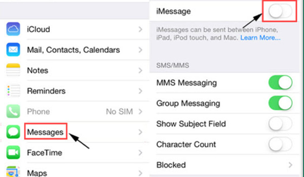 เปิดและปิด iMessage