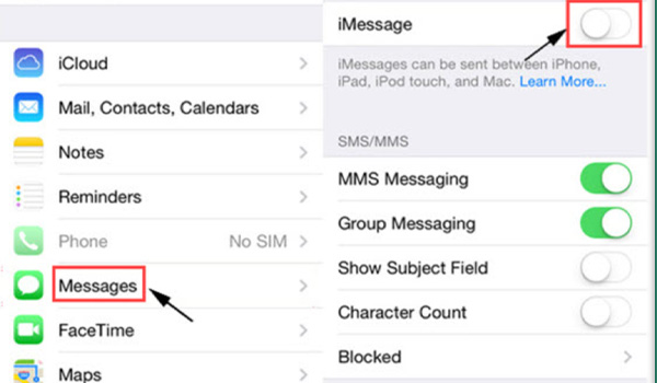 Turn on and Turn Off iMessage