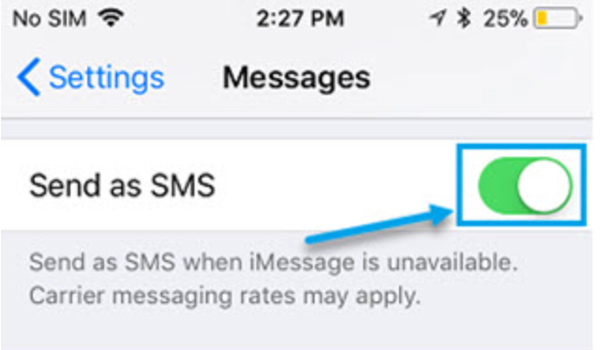 Turn on Send as SMS