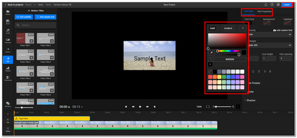 Add Test to Video Flixier Edit Text
