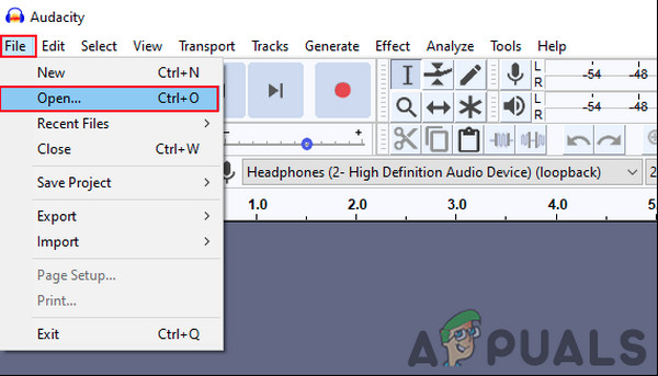 Audacity Προσθήκη αρχείου