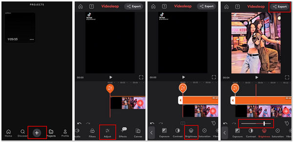 Videon kirkkaus Videoleap Säädä kirkkautta