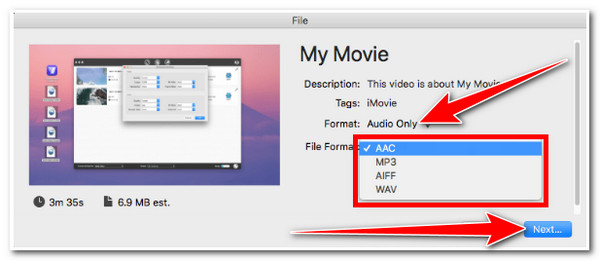 Extract Audio from Video iMovie Select Format