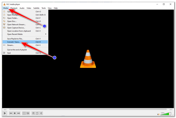 Pura ääni Video VLC:stä Valitse Media-välilehti