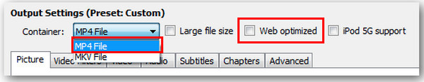 HandBrake Format auswählen