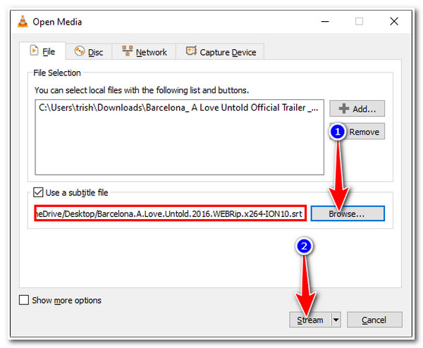 How to Add Subtitle to Video VLC Select Browse Subtitle