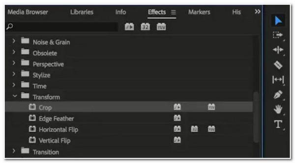 วิธีการครอบตัดวิดีโอ Premiere Pro เลือกครอบตัด