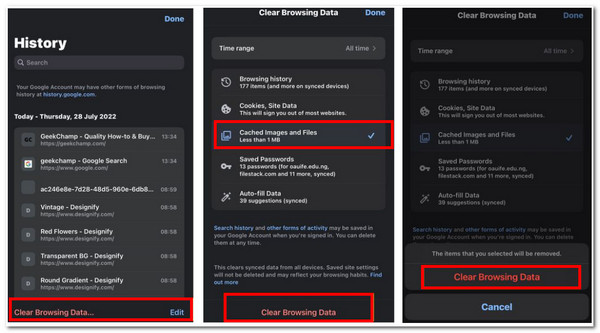 iPhone Ryd app-cache uden at slette app Chrome-app
