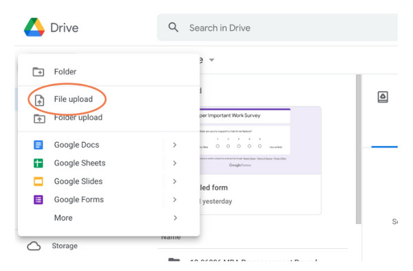 Upload bestand Google Slides