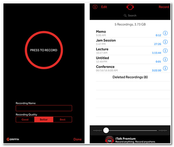 Voice Recorder App iTalk