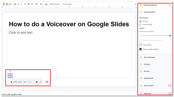 Озвучивание на Google Slide Настройка файла аудиозаписи