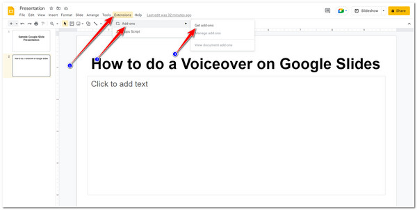 Voice Over on Google Slide Pear Deck Select Add ons