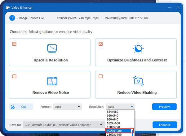 4Easysoft Valitse resoluutio