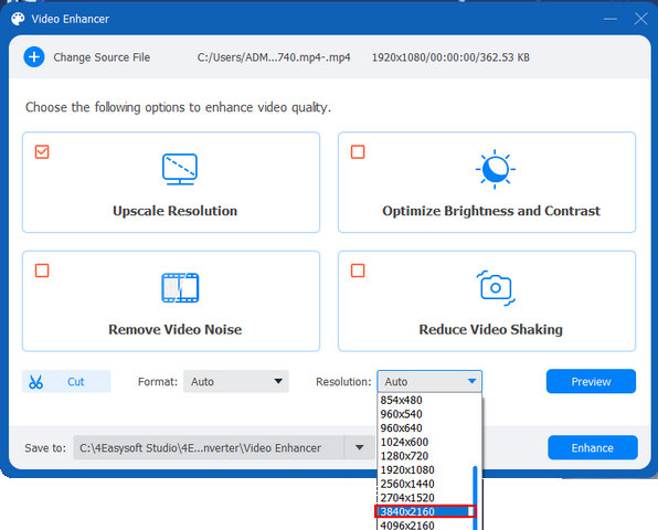 4Nastavte rozlišení Easysoft