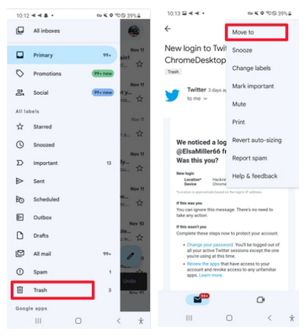 การกู้คืนอีเมล Gmail ของ Android