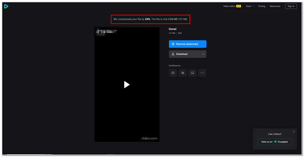Pakkaa MP4 Video Clideo