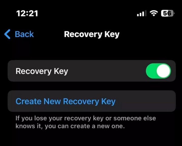 Create New Recovery Key
