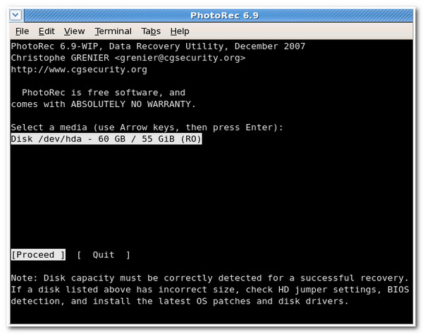 Perisian Pemulihan Data Percuma PhotoRec