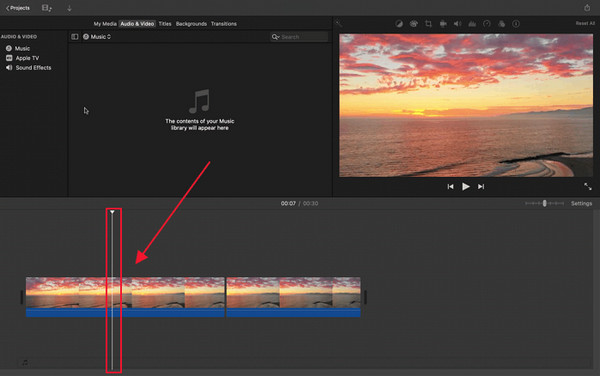 iMovie on Mac Editing Panel