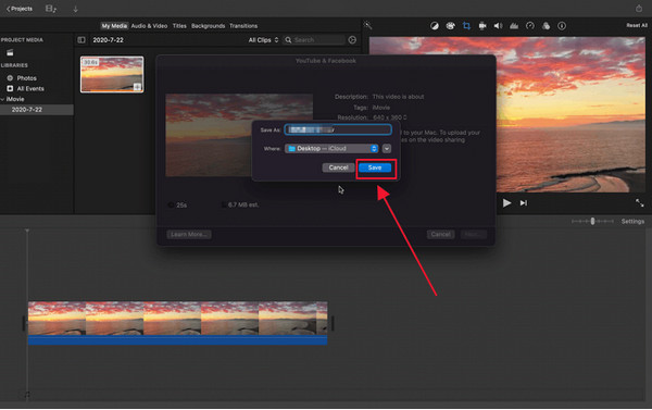 iMovie on Mac Save Video