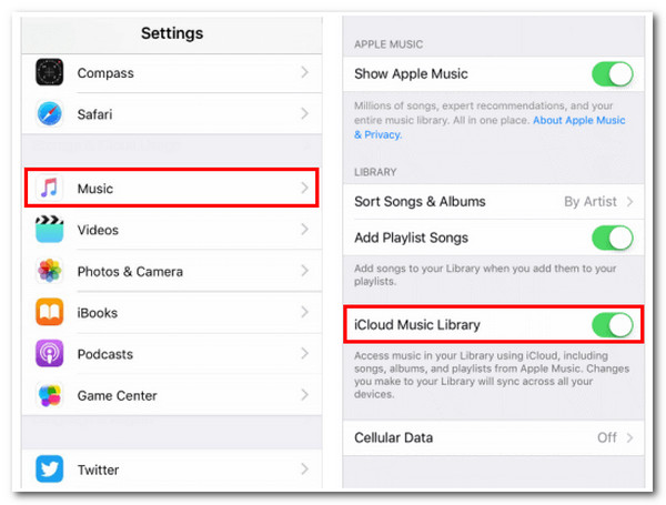 iTunes Match is Not Working Turn Off and Turn On iCloud Music Library