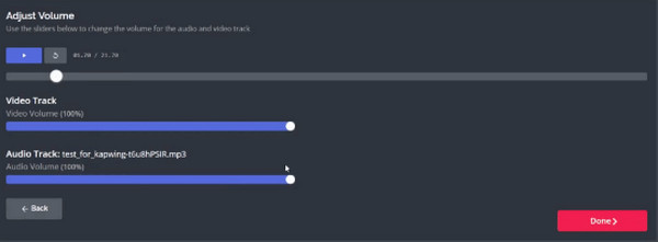 Synchronisation audio Kapwing