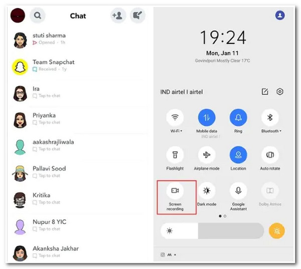 Εγγραφή οθόνης στο Snapchat Εγγραφή κλήσης στιγμιότυπου στο Android