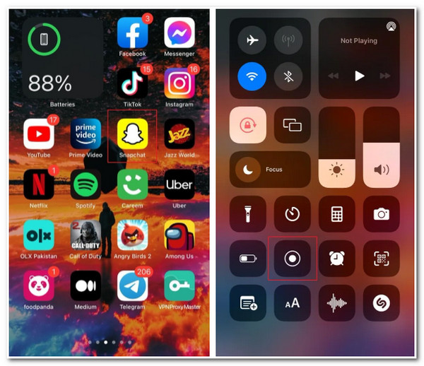 Screen Record on Snapchat Record Snapshot Call on iPhone