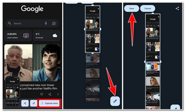 Ota rullaava kuvakaappaus Ota lisää Androidilla