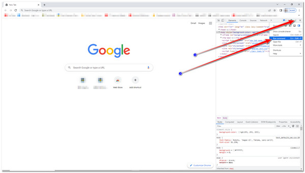 Ota vierityskuvakaappaus Chrome Run Command