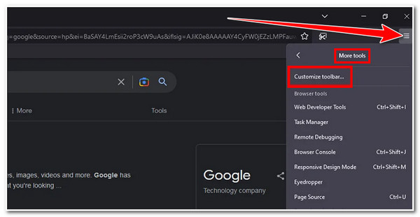Take Scrolling Screenshot Firefox Access Customize Toolbar