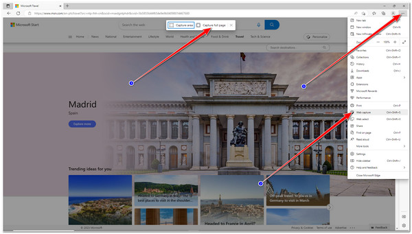 Ota vierivä näyttökuva Microsoft Capture koko sivu